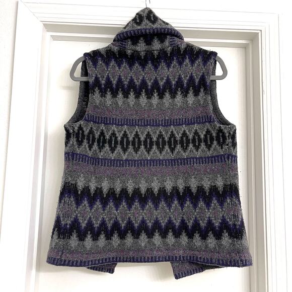 Lauren Ralph Lauren Lambswool Sweater Vest Gray Purple Aztec Western Preppy Sz S - Picture 3 of 8